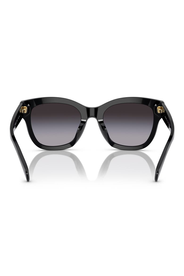 52mm Gradient Oval Sunglasses, Alternate, color, SHINY BLACK / GRADIENT GREY