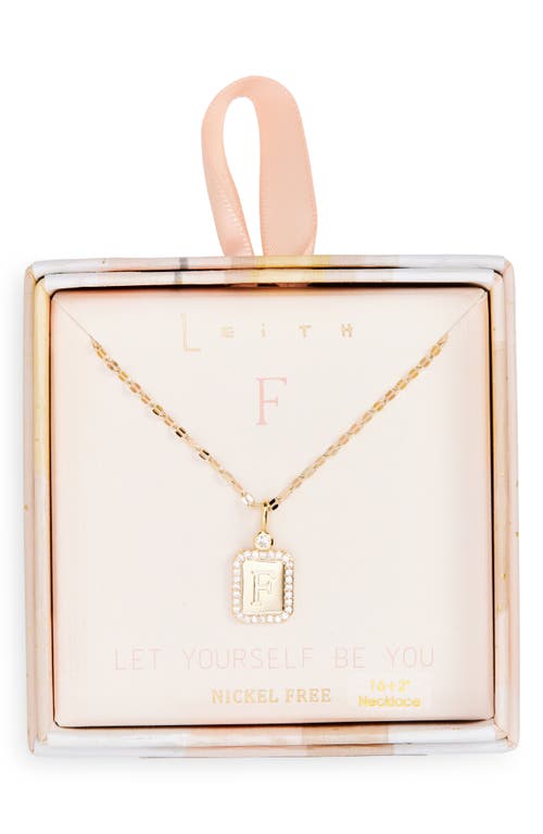 Leith Initial Pendant Necklace In F- Clear- Gold