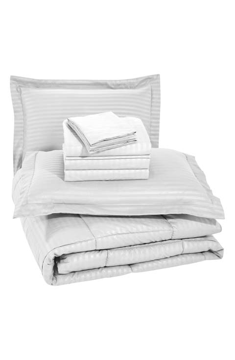 Embossed Stripe Microfiber 8-Piece Comforter Set