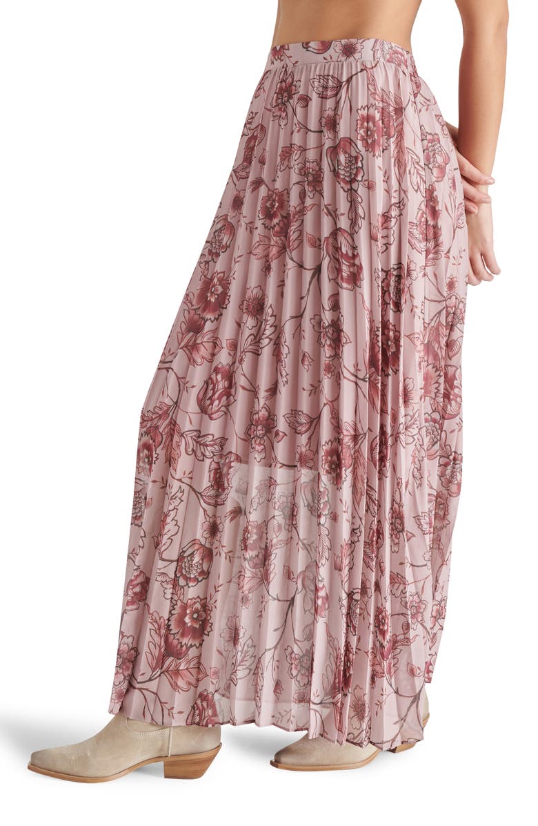 Steve Madden Coppola Floral Pleated Maxi Skirt, Alternate, color, Blush
