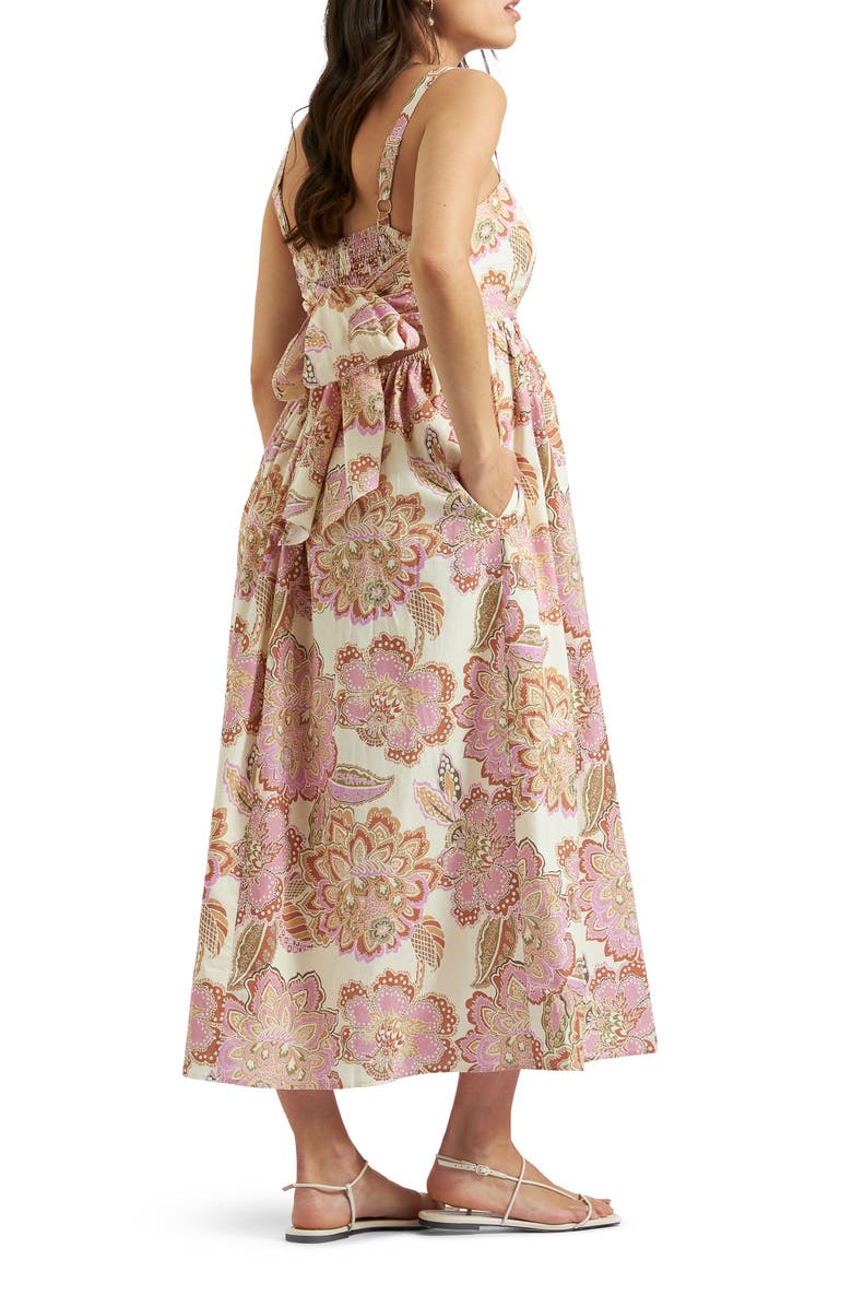 Ripe Maternity Hope Tie Back Linen Dress  Natural, Alternate, color, Pink