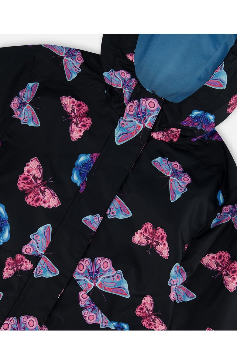 Deux par Deux Little Girl's 3-In-1 Mid-Season Outerwear Set With Printed Jacket Light Blue And Multicolored Butterflies, Alternate, color,