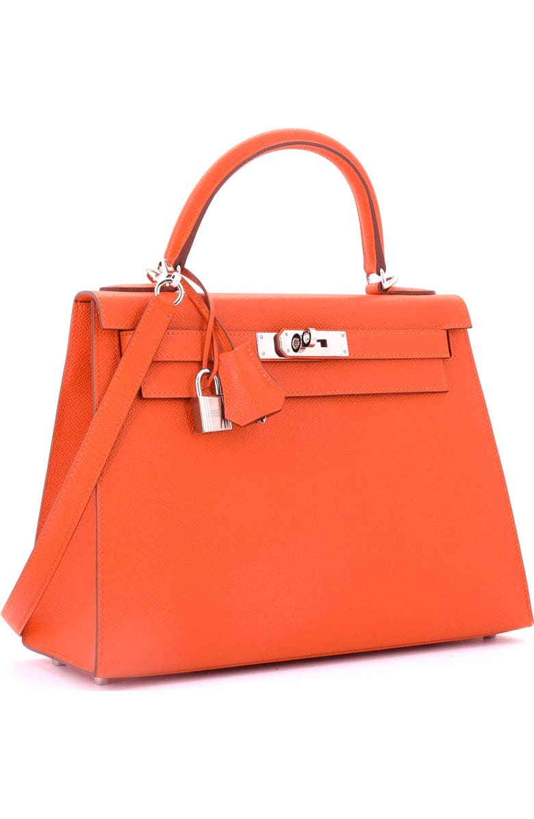 Pre-Owned Hermes Kelly Handbag Orange Epsom with Palladium Hardware 28, Alternate, color,