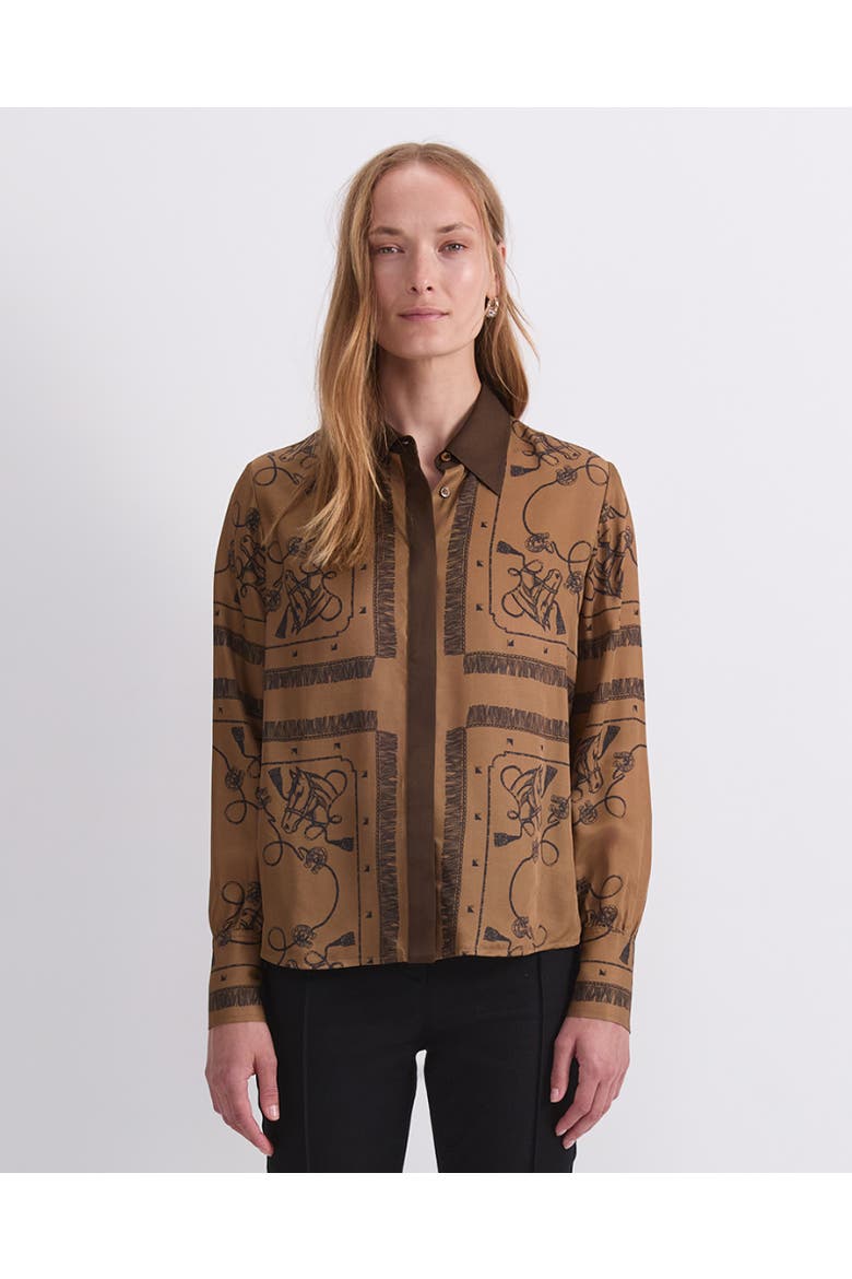 Sadie Horse Print Long Sleeve Shirt, Main, color, Brown Multi