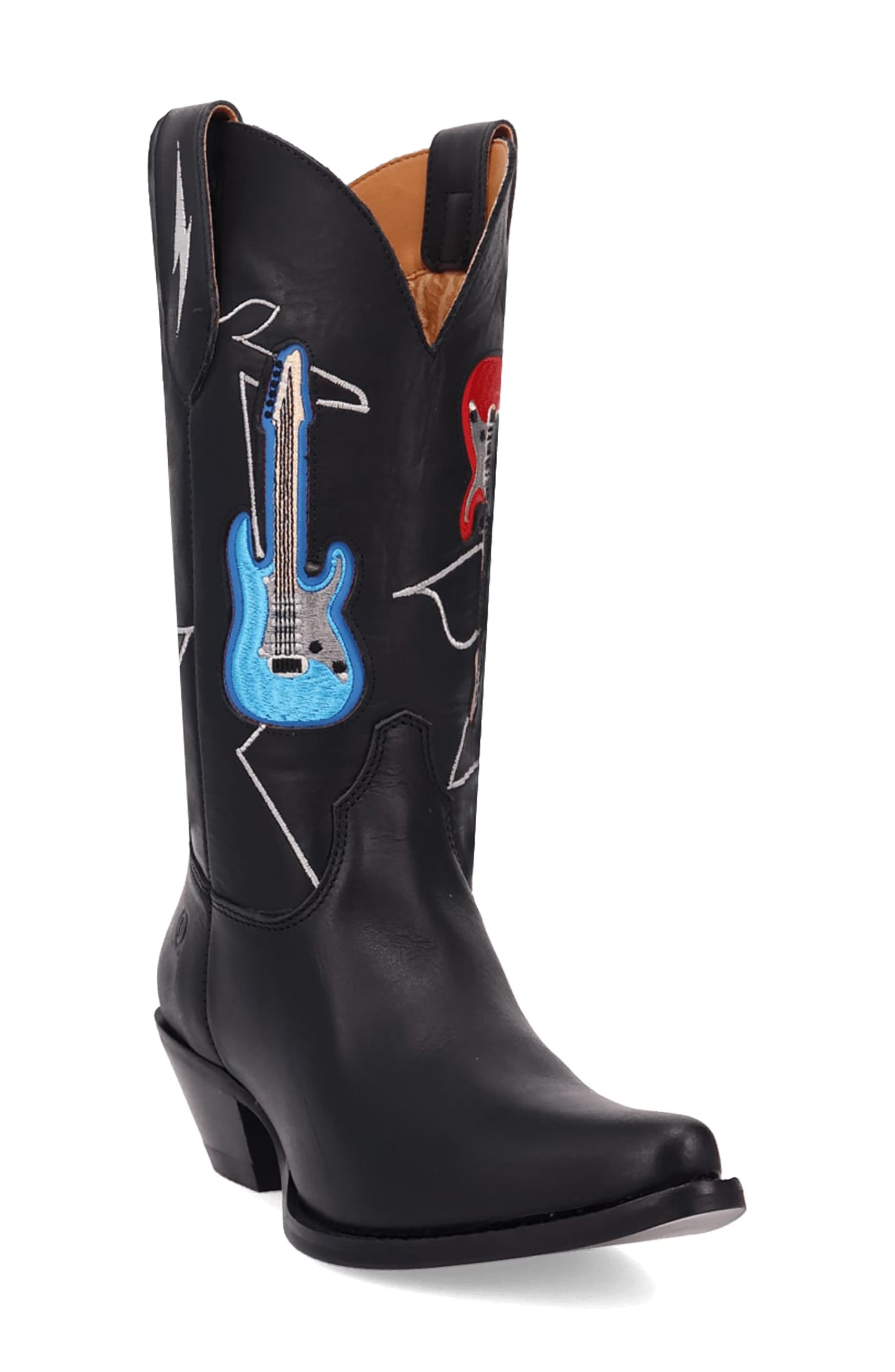 Dingo Jukebox Embroidery Western Boot In Black