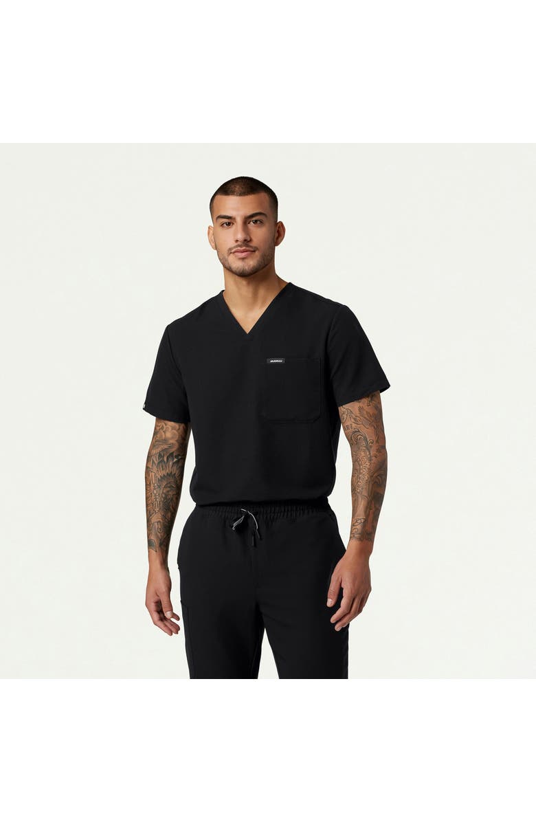 JAANUU Holmes Men's 1-Pocket Classic V-Neck Scrub Top, Main, color, Black