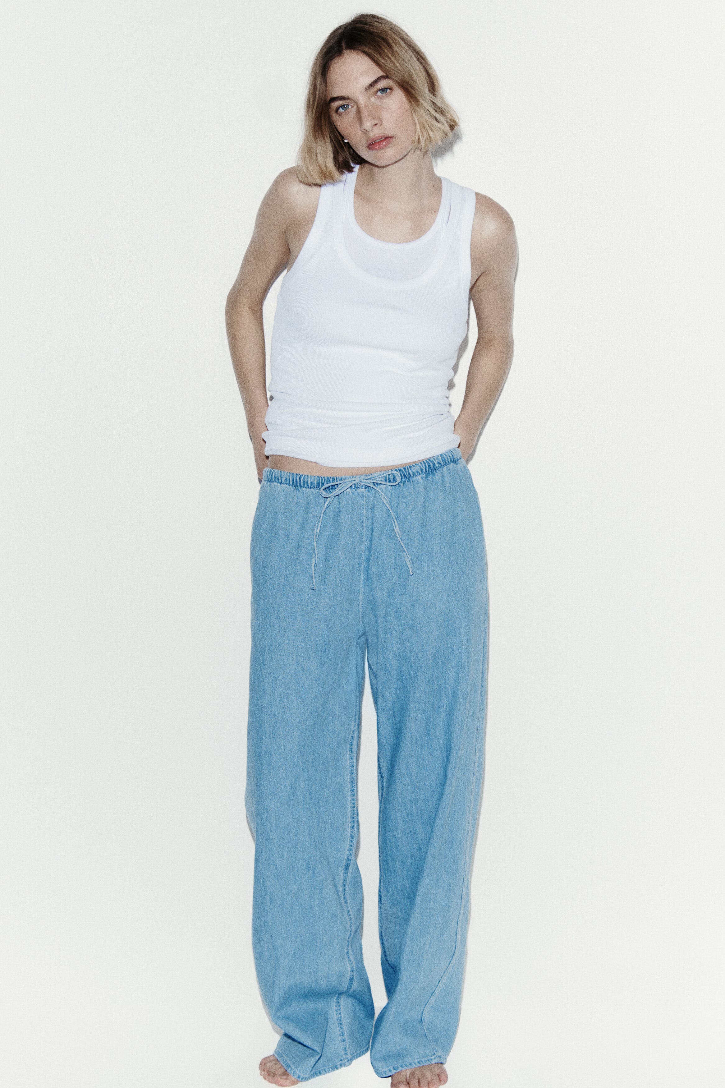 Denim drawstring pants - image 3