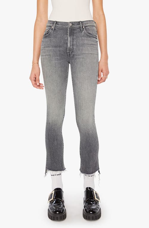Mother The Insider Crop Step Fray Moshpit Memories Jeans In Gray