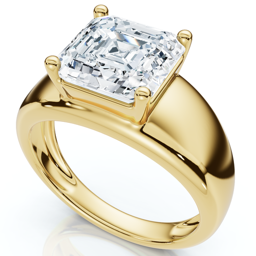 Bliss Diamond Certified 3ct Asscher Cut Solitaire Cigar Band 14k Gold Or Platinum Lab Grown In Gold