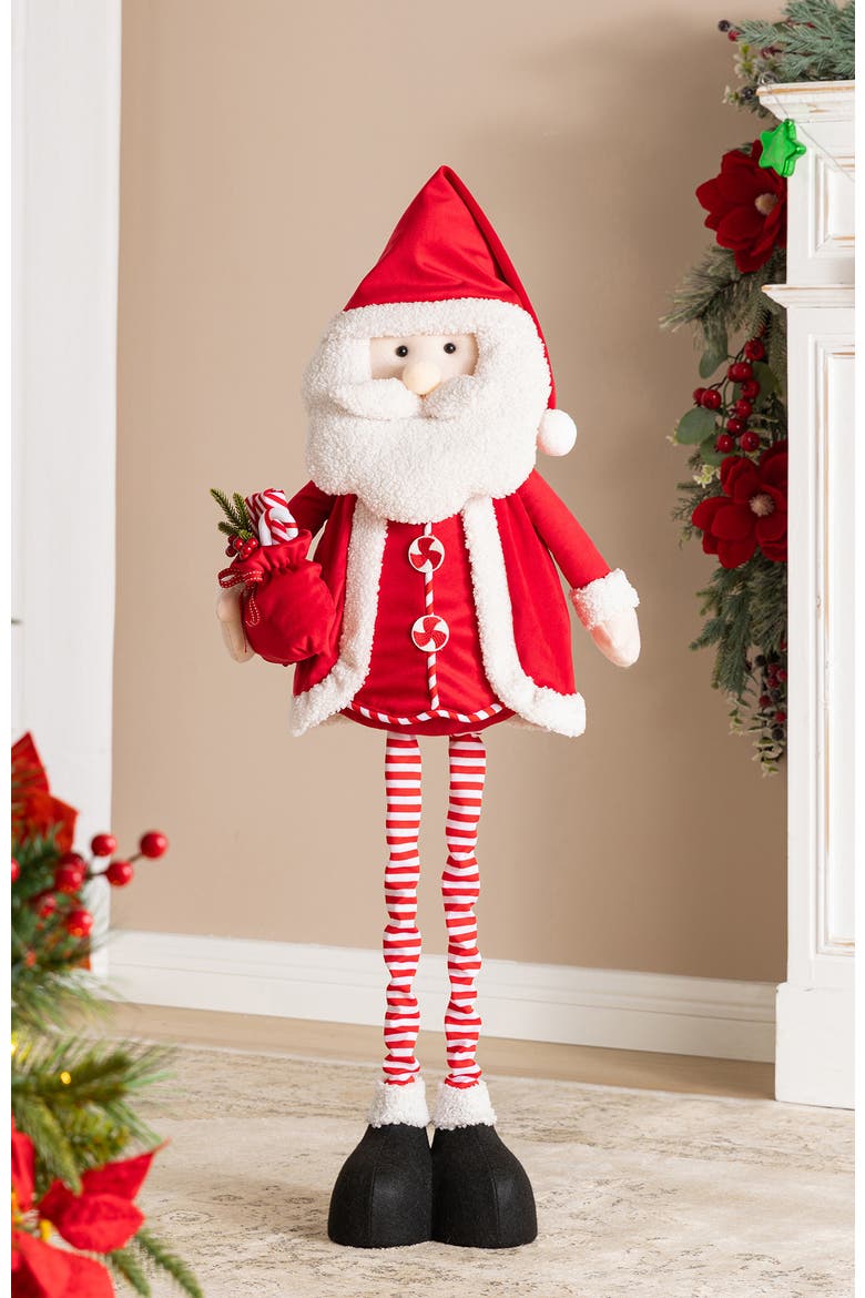 Telescoped Fabric Christmas Snowman Santa Standing Decor, Alternate, color, Red