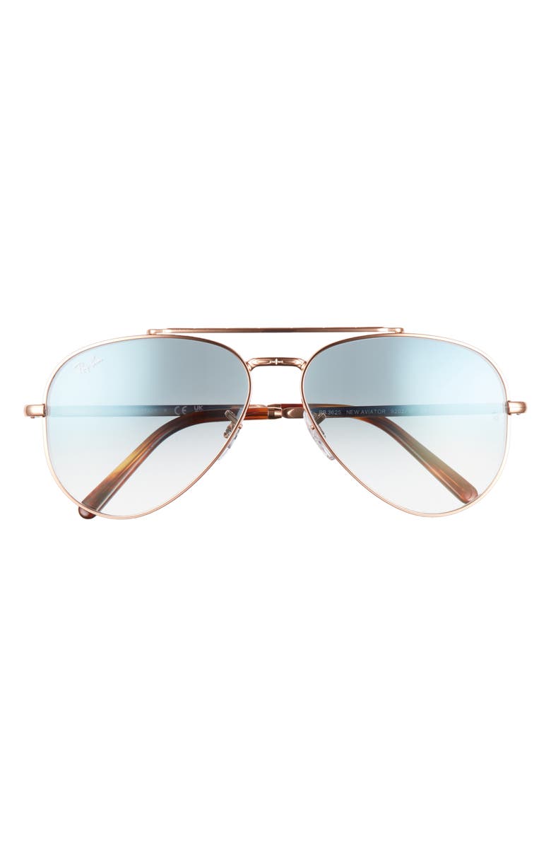 Ray-Ban New Aviator 58mm Gradient Sunglasses, Main, color, Rose Gold/Clear Gradient Blue