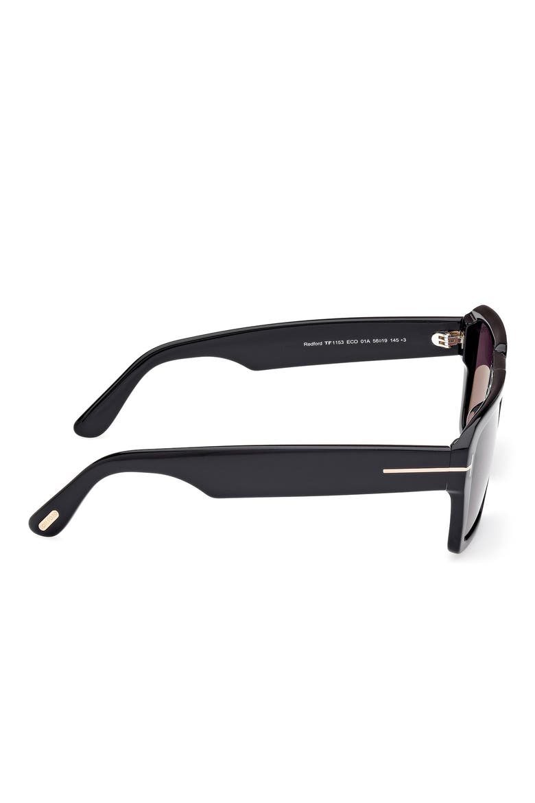 Redford 56mm Navigator Sunglasses, Alternate, color, SHINY BLACK / SMOKE