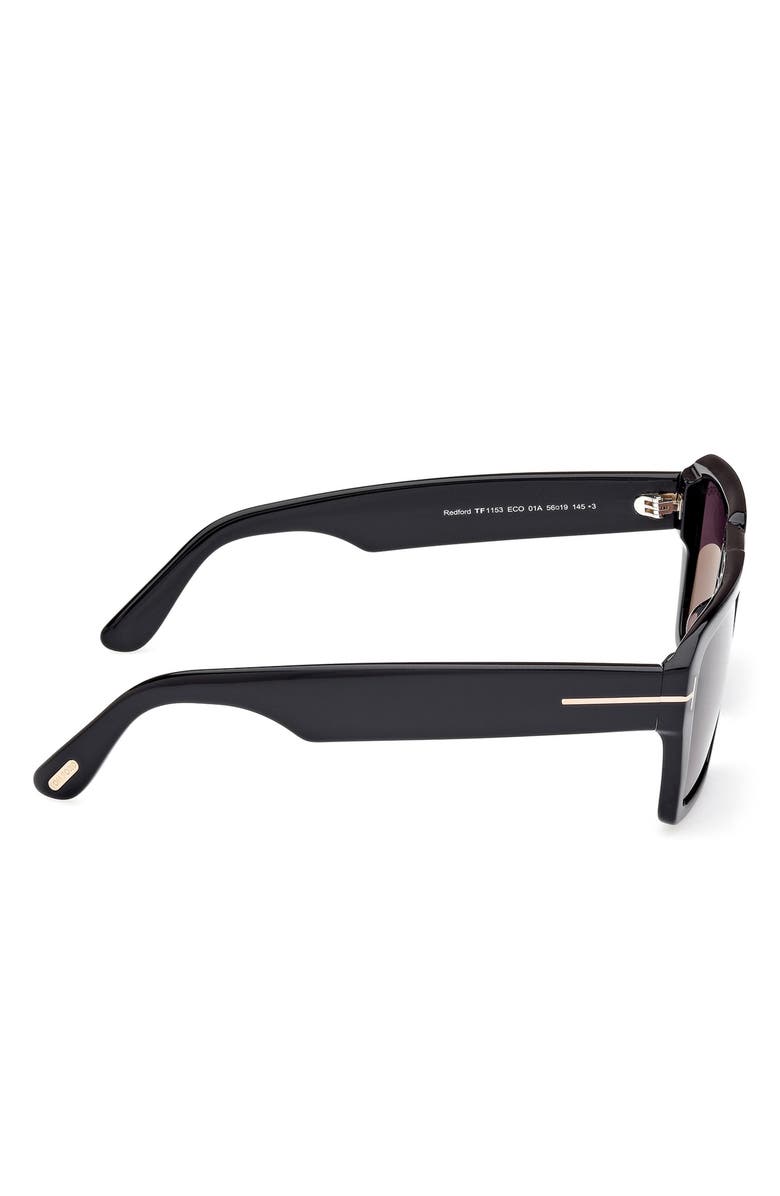 TOM FORD Redford 56mm Navigator Sunglasses, Alternate, color, Shiny Black / Smoke