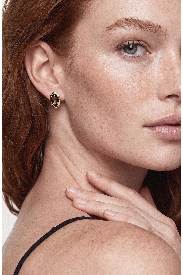 Crystal Luxe Mini Stud Earrings, Alternate, color, SMOKEY QUARTZ