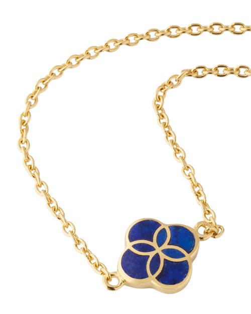 Jan Leslie Sterling With 18k Gold Overlay And Gemstones Single Petal Station Necklace In Blue