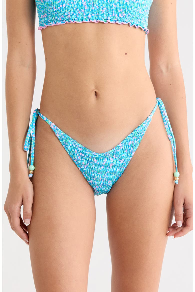 Smocked Side Tie Bikini Bottoms, Main, color, OCEAN KISSES