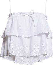 Veronica Beard Oseanna Tiered Embroidered Cotton Top
