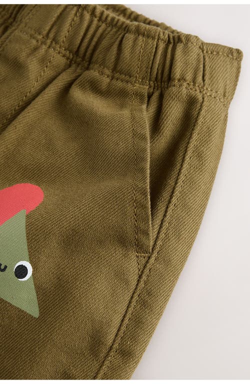 Next Kids' Geometric Cotton Twill Graphic Pants In Green