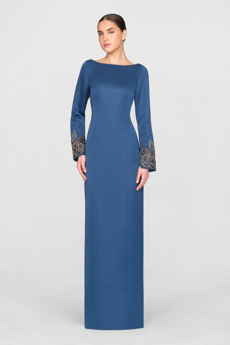 Thea Duchess Satin Gown, Alternate, color, SHADOW PETAL