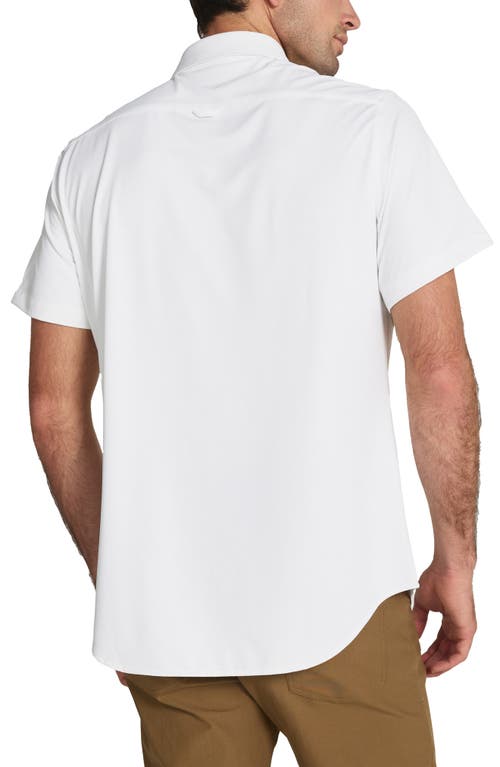 7 Diamonds Owen Solid Short Sleeve Performance Button-up Shirt In White