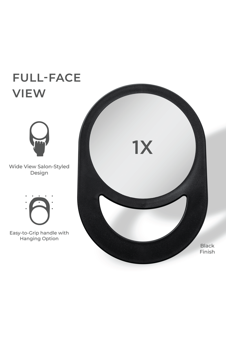 Zadro Hand Mirror with Handle, Alternate, color, Black