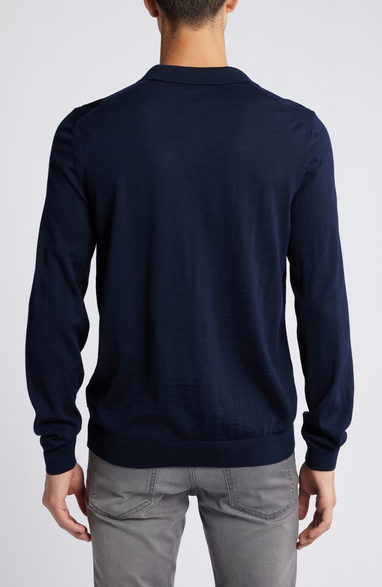 BOSS Enord Long Sleeve Wool Polo Sweater, Alternate, color, Dark Blue