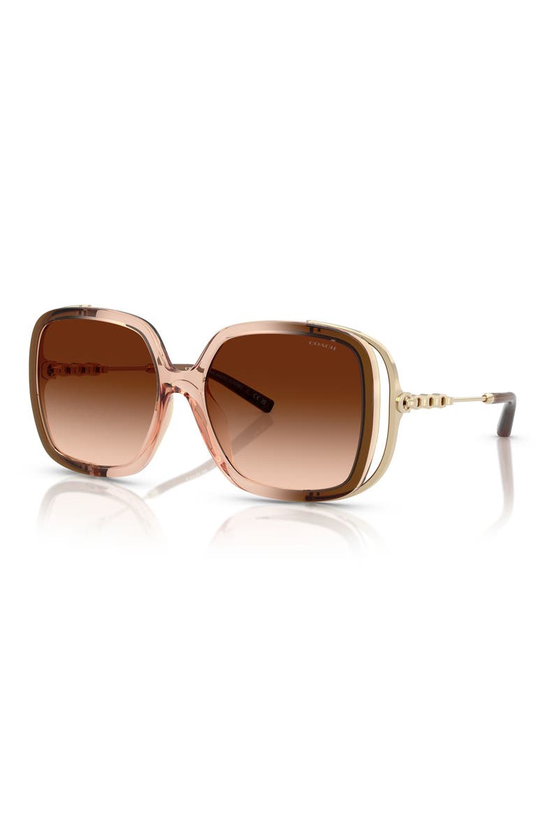 56mm Square Gradient Sunglasses, Alternate, color, BROWN GRADIENT