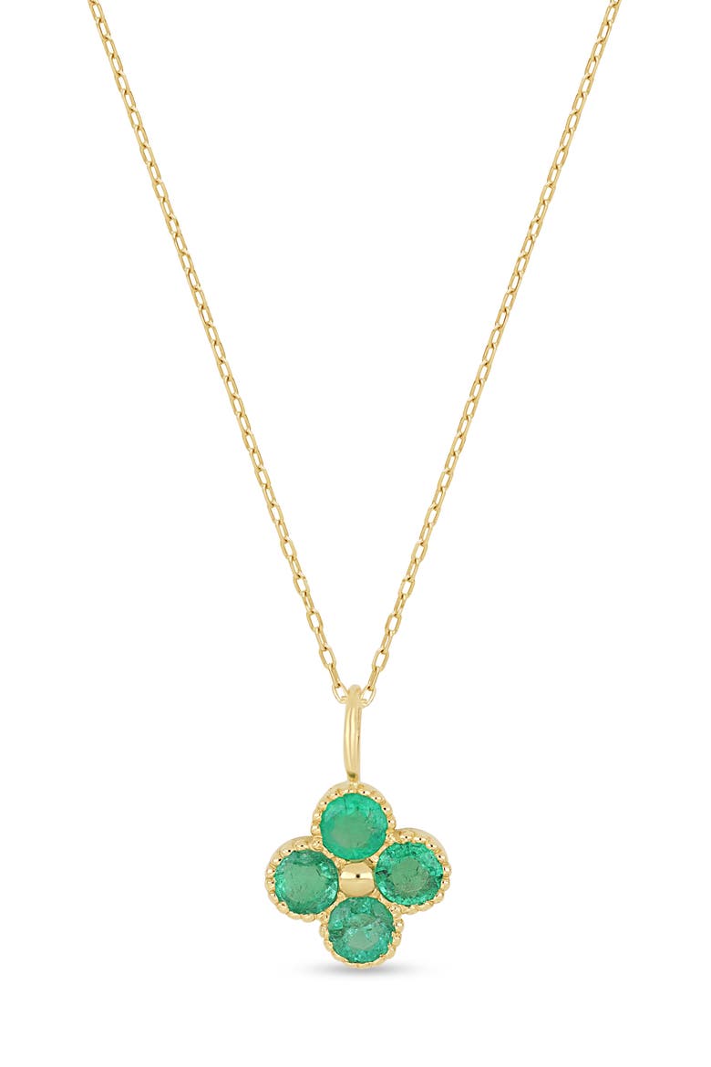 18K Gold El Mar Gemstone Clover Pendant Necklace, Main, color, 18K YELLOW GOLD /EMERALD