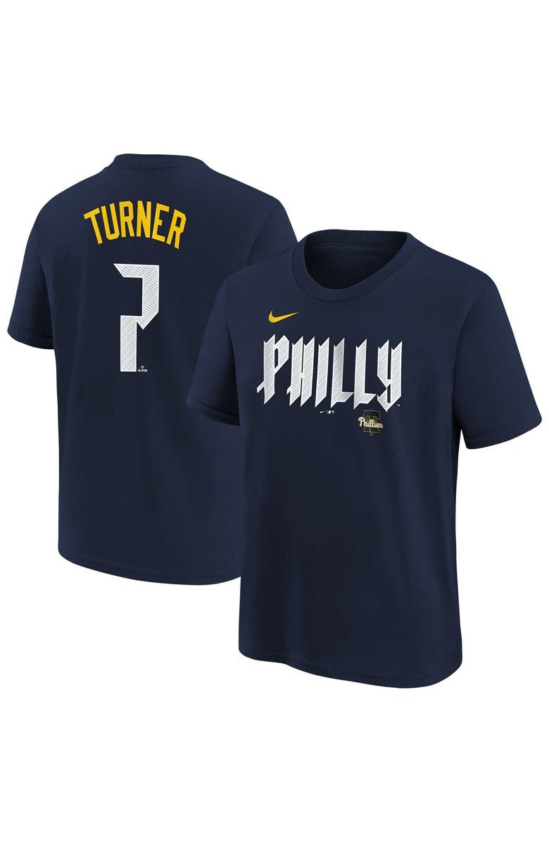 Nike Youth Nike Trea Turner Navy Philadelphia Phillies Fuse City Connect Name & Number T-Shirt, Main, color, Navy