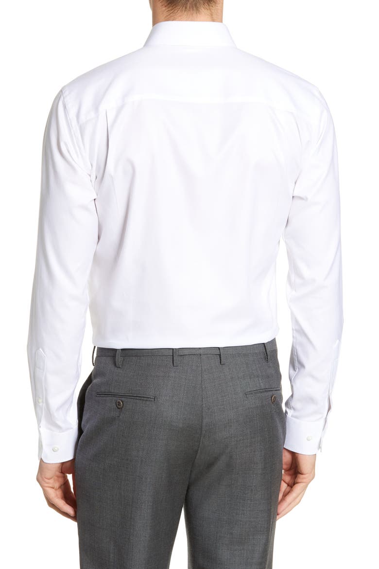 Trim Fit Herringbone Dress Shirt, Alternate, color, WHITE