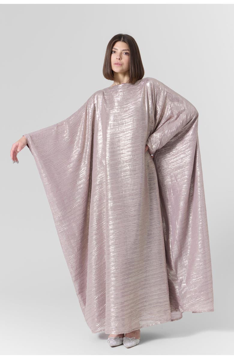 Le Fafo Luna Silk Metallic Plissé Gown, Alternate, color, Rose