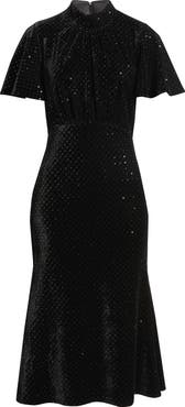 Julia Jordan Sequin Embellished Velvet Midi Dress