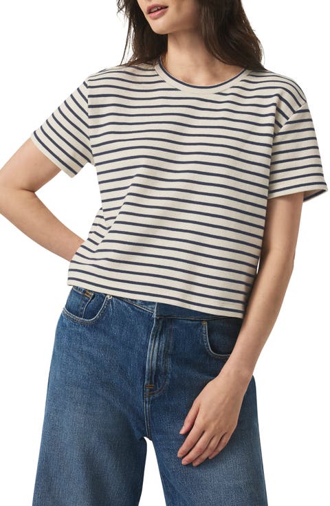Whit Stripe Boxy Crop Tee