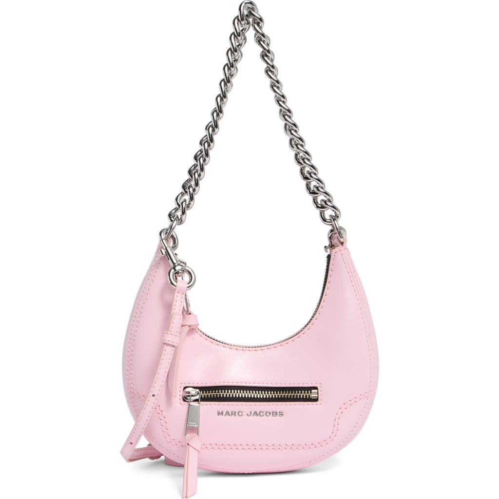 Marc Jacobs Mini Crescent Crinkle Leather Crossbody Bag In Bubblegum