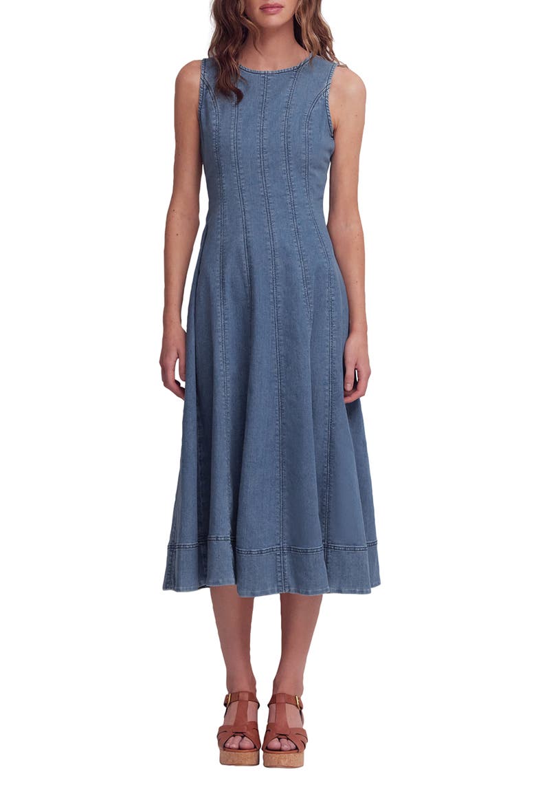 Annet Denim Midi Dress, Main, color, MID VINTAGE