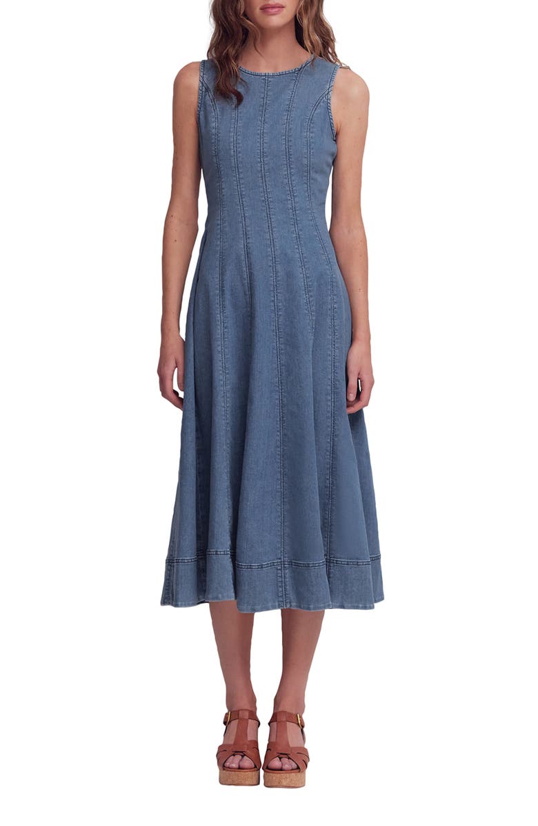 Boden Annet Denim Midi Dress, Main, color, Mid Vintage