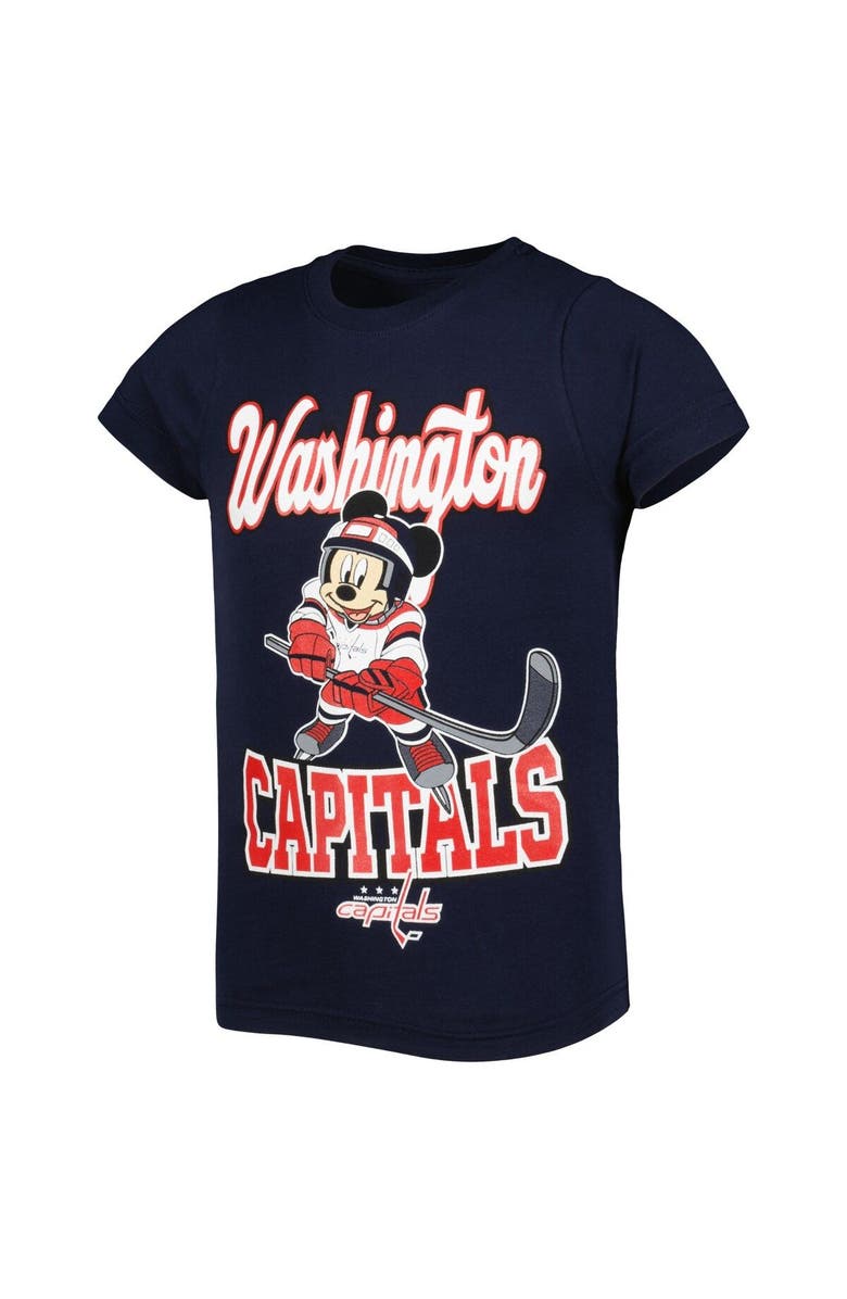 Outerstuff Girls Youth Navy Washington Capitals Mickey Mouse Go Team Go T-Shirt, Alternate, color, Navy