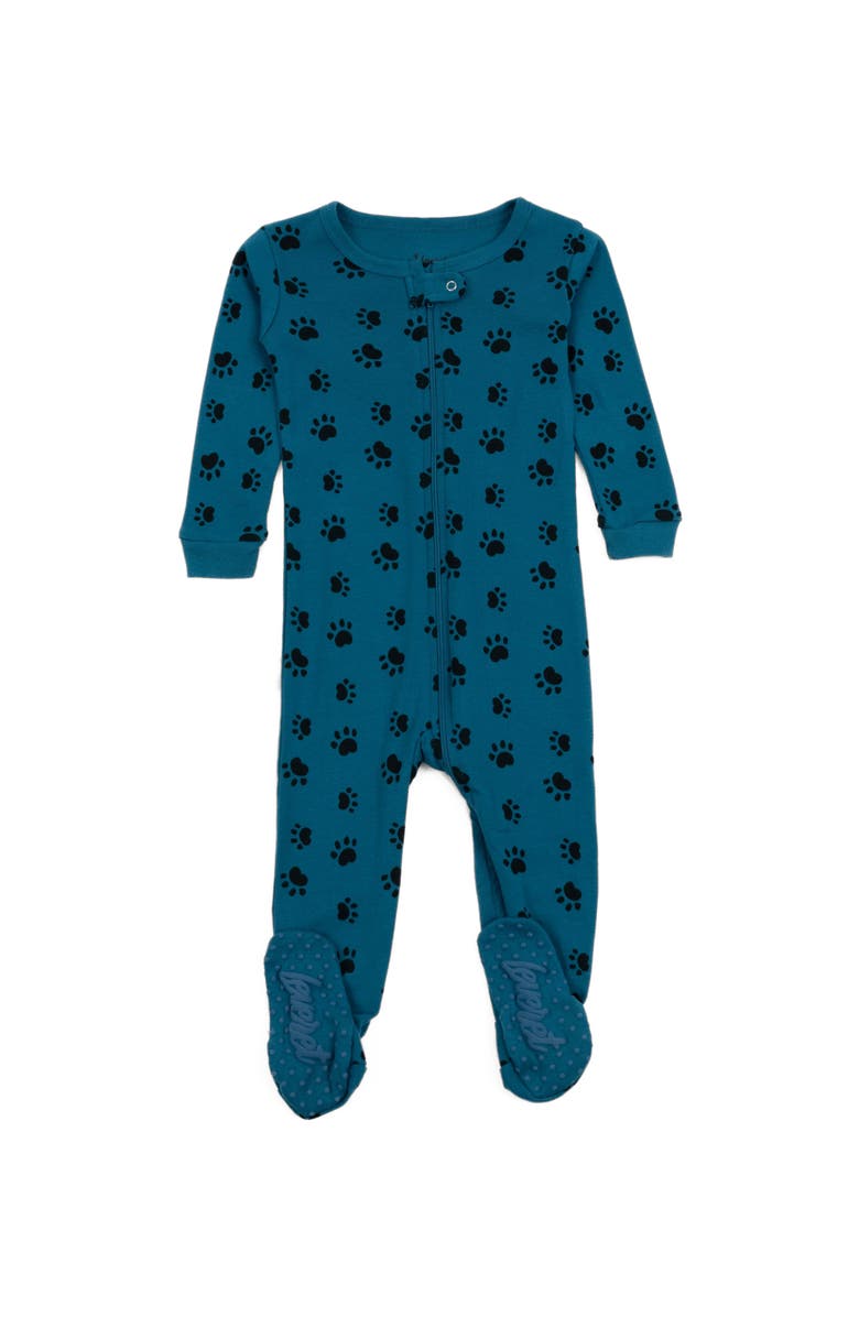 Leveret Footed Cotton Pajamas Matching Family Coordinated Prints, Main, color, Blue Dog Paw