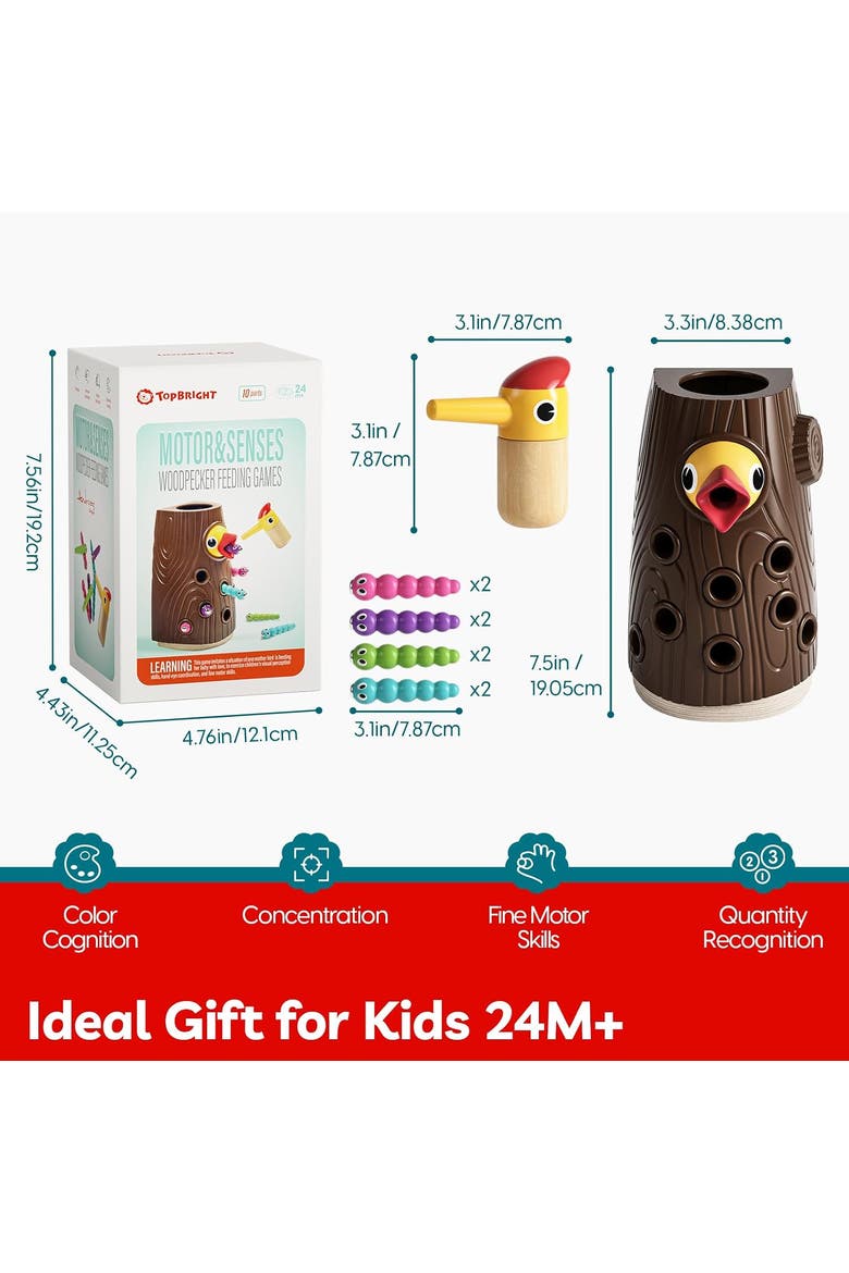 2-in-1 Wooden Magnetic Bird Feeding & Fishing Game Set for Fine Motor Skill Development, Alternate, color, Multicolor