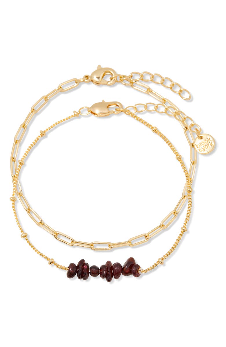 Brook and York Alex Stacked Bead & Link Bracelet Set, Main, color, Gold January