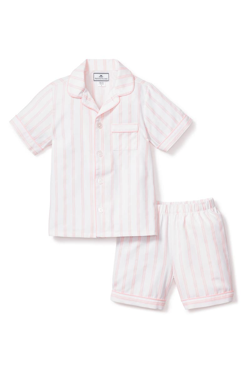 Petite Plume Kids' Stripe Two-Piece Short Pajamas, Main, color, 