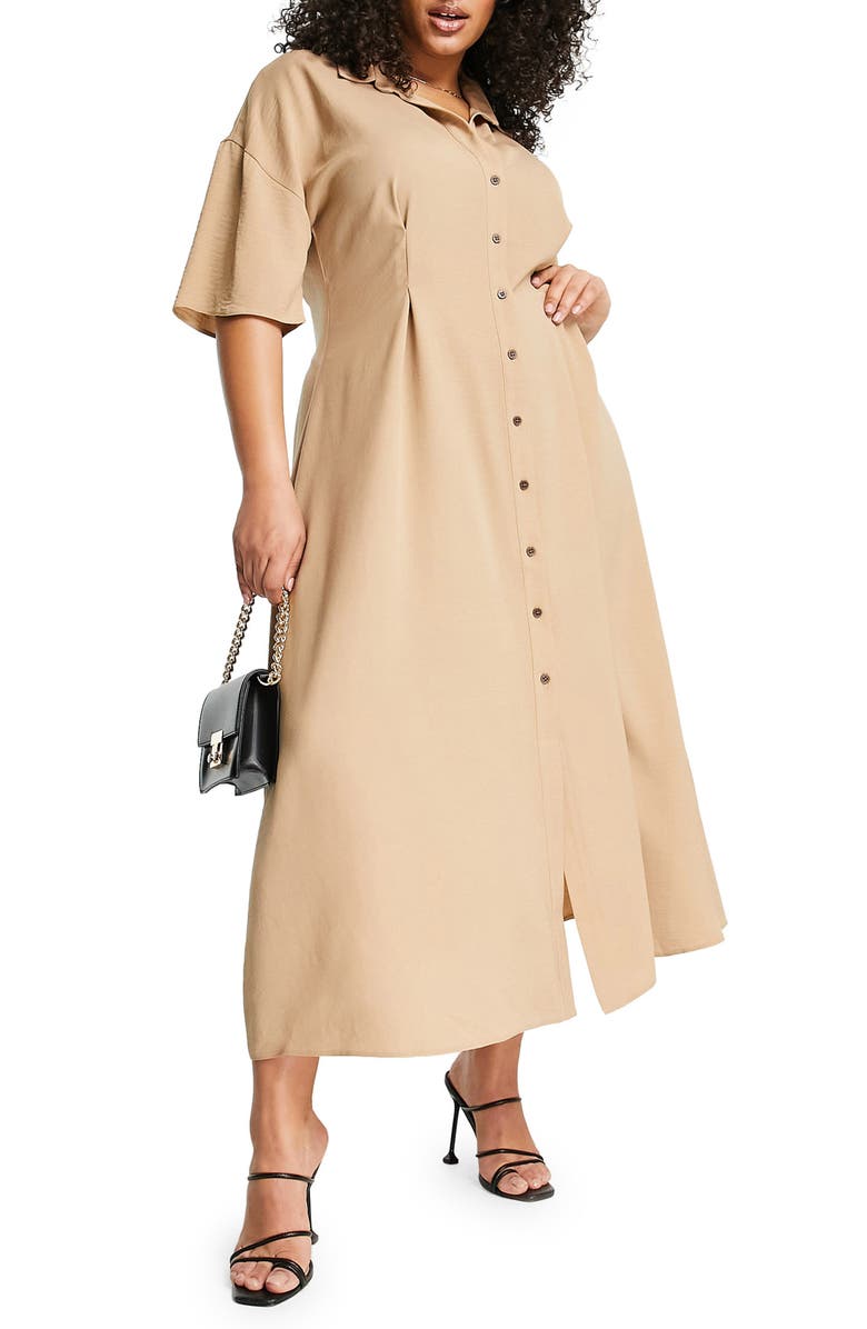 ASOS DESIGN Curve Button-Up Midi Dress, Main, color, 