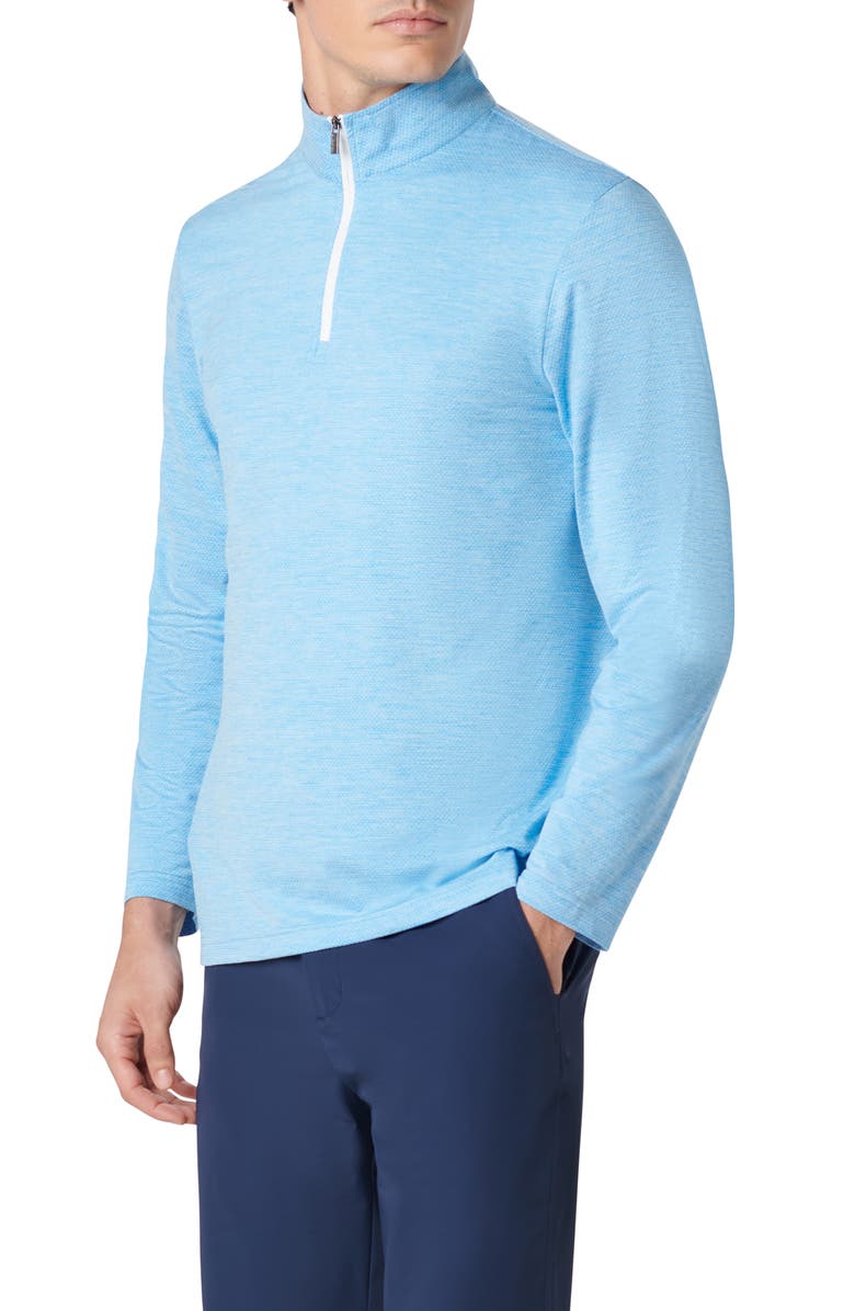 Bugatchi Quarter Zip Performance Pullover, Alternate, color, Azure