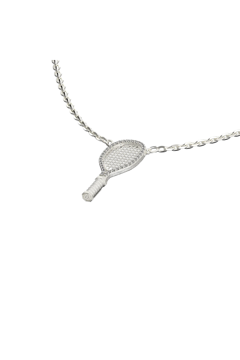 The Tennis Necklace, White Diamond Halo, Alternate, color, Silver / White Diamond