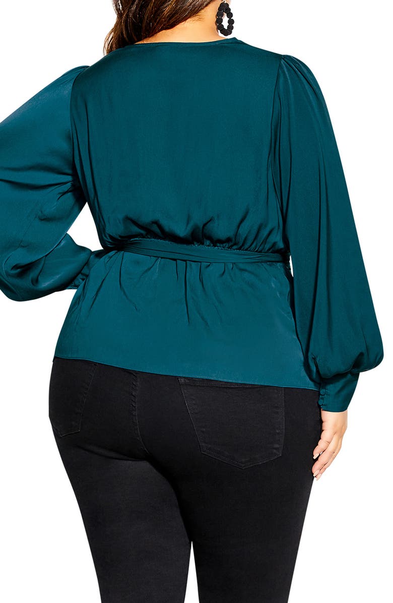 City Chic Opulent Faux Wrap Top, Alternate, color, 