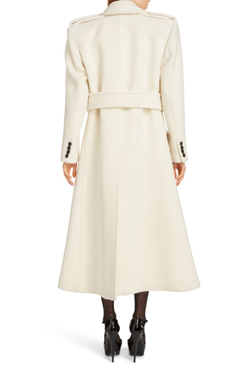 Saint Laurent Belted Wool Trench Coat, Alternate, color,