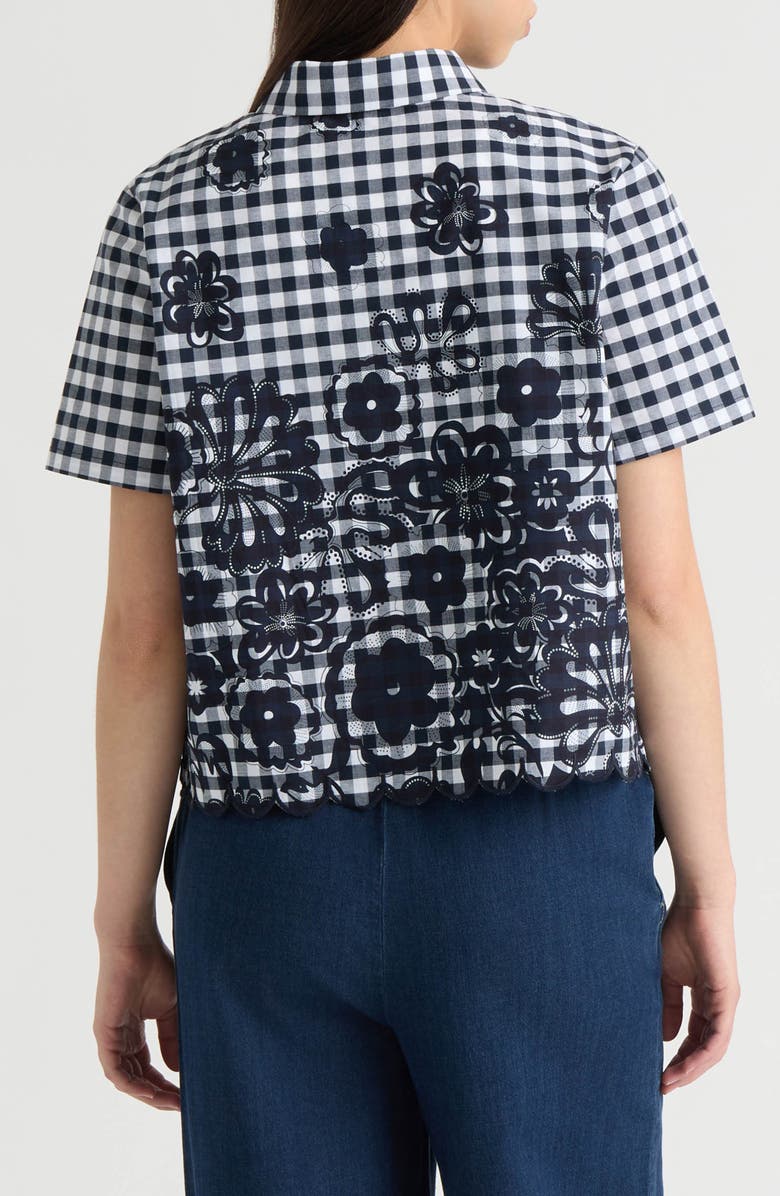 NVLT Floral Gingham Cotton Poplin Button-Up Shirt, Alternate, color, Navy Gingham