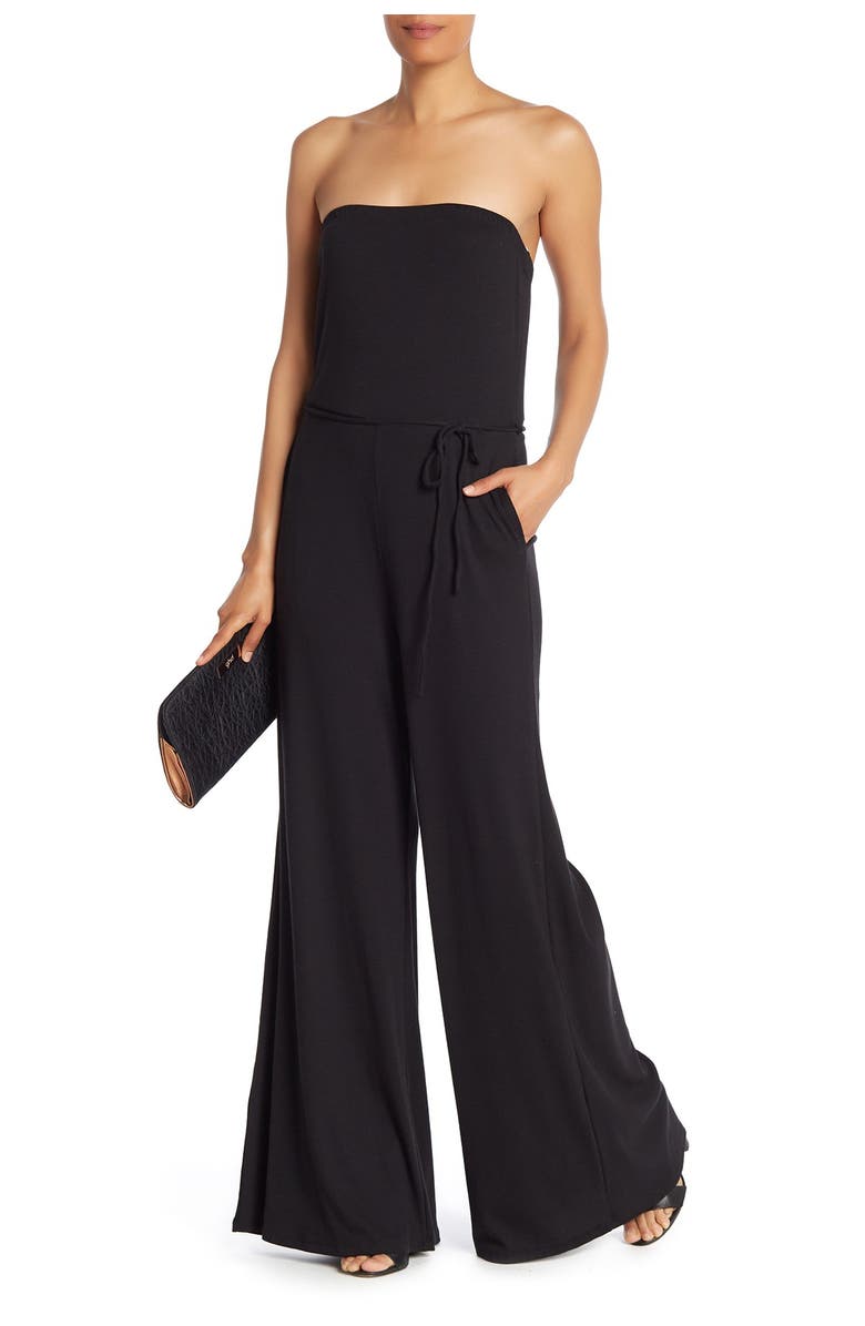 GO COUTURE Strapless Tube Jumpsuit, Main, color, Black