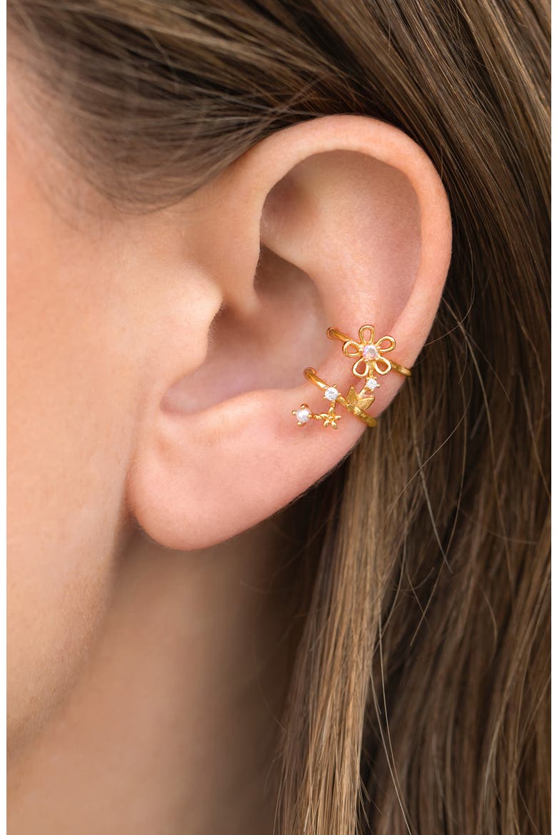 Flower Lane Single Ear Cuff Crawler, Alternate, color, GOLD
