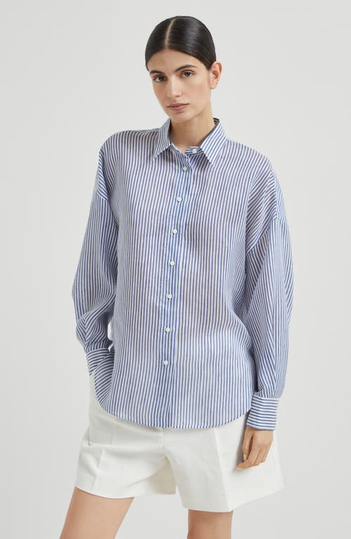 Brunello Cucinelli Organza Shirt In Azure